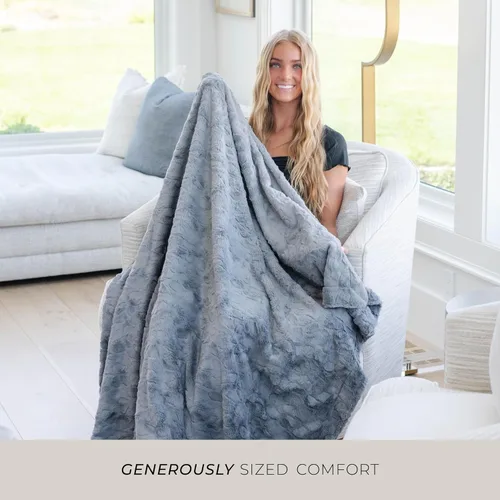 Miniatura 2 de GRACED SOFT LUXURIES - Manta de piel sintética suave y cálida, elegante y acogedora para sofá, cama, silla y sala de estar
