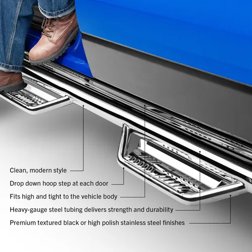 Miniatura 4 de N-Fab Podium SS - Escalones de acero inoxidable pulido, rueda a rueda con acceso a la cama, HPF17105CC-6-SS Compatible con Ford F-250/F-350 Super