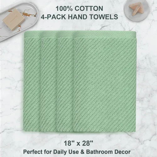 Miniatura 295 de VOOVA & MOVAS Toallas de mano blancas - 100% algodón Ligeras Gruesas Secado rápido Suaves Absorbentes, paquete de 4 piezas grandes de 18
