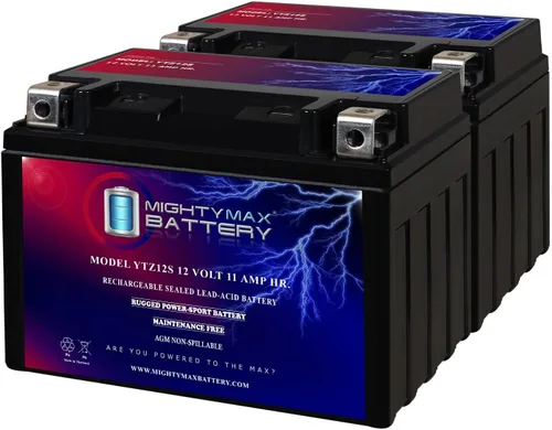 Mighty Max Battery YTZ12S - Batería de repuesto de 12 V y 11 Ah compatible con Honda 250 NSS250 Reflex 01-09, paquete de 2