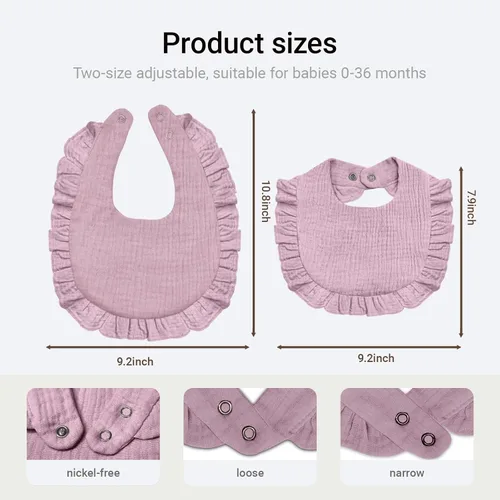 Miniatura 3 de Baberos de muselina para bebé, 6 baberos bandana para baba y dentición, algodón suave y absorbente para recién nacido