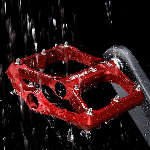 Miniatura 7 de Pedales de bicicleta de carretera/montaña - Pedales de bicicleta de 3 rodamientos - Pedales planos mecanizados CNC de 9/16 pulgadas con clavos Rojo