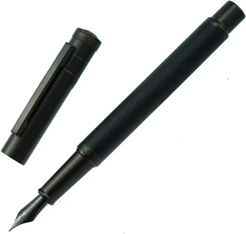 Miniatura 3 de Pluma estilográfica de metal Hongdian Black Forest, hermosa textura de árbol, plumín mediano, pluma de escritura para oficina