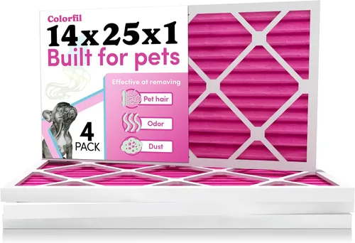Miniatura 37 de Colorfil Filtro de aire de 14 x 20 x 1 (paquete de 4) Fabricado en los Estados Unidos Cambio de color Elimina el olor de gatos y perros MERV