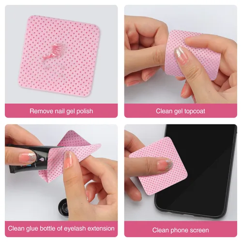 Miniatura 5 de 1080 toallitas de uñas rosas sin pelusas, toallitas de extensión de pestañas, súper absorbentes, suaves, no tejidas con una bomba dispensadora