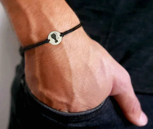 Miniatura 4 de Dije de acero inoxidable para amantes de los gatos en pulsera de doble cuerda negra para hombres y mujeres, regalo de mamá de gato, pulsera