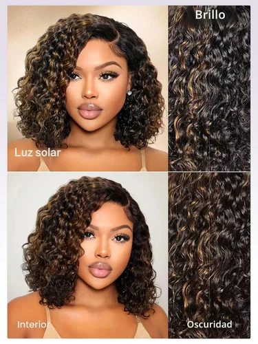 Miniatura 4 de LUVME HAIR - Pelucas de cabello humano rizado corto sin pegamento de 10 pulgadas, precortadas, predepiladas, indetectable, encaje HD, negro