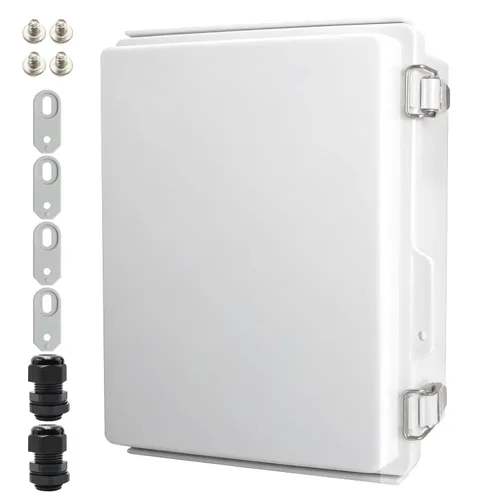 Miniatura 12 de MAKERELE Caja eléctrica impermeable pequeña al aire libre IP67 ABS caja de plástico con placa de montaje, cubierta gris con bisagras, soporte