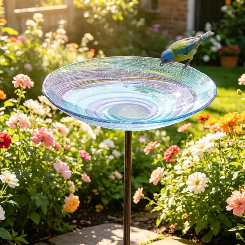Miniatura 2 de VCUTEKA Alimentador al aire libre del pájaro del jardín del baño del pájaro del BirdBath con la estaca