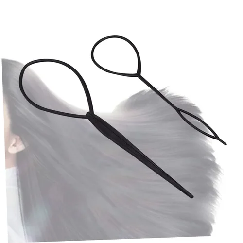 Miniatura 2 de Beavorty 2 agujas de pelo elásticas de 7.08 pulgadas para trenzas de ganchillo, herramienta de peluquería para cola de caballo, accesorios