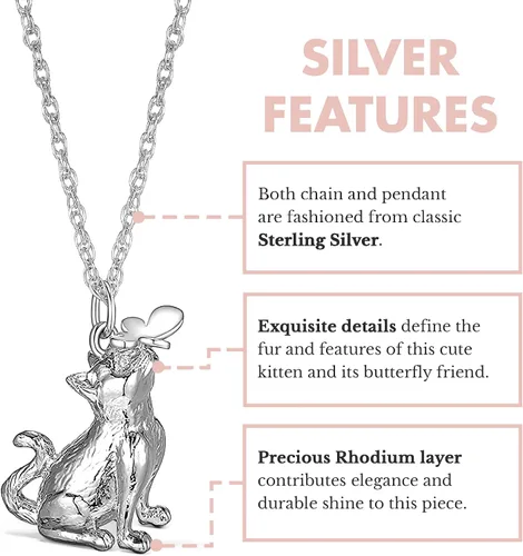 Miniatura 3 de SCAMPER & CO . Collar de plata de ley 925 chapado en rodio para mujer, collar con colgante de raza de perro o gato, cadena de cuerda con cierre