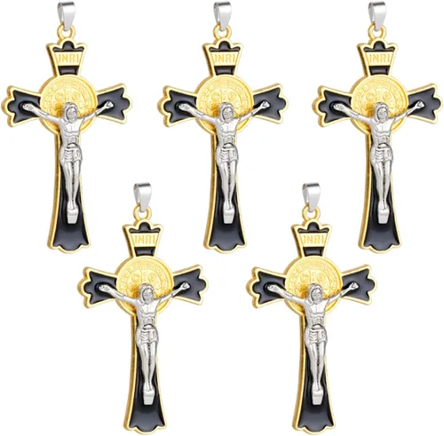 Colgante de cruz de crucifijo de exorcismo de San Benito para bricolaje, rosario, collar, coronilla, pieza de joyería, accesorios para hacer dijes,