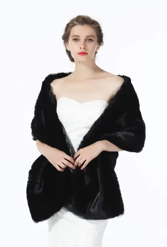Miniatura 3 de Chal de piel sintética para bodas, mujeres, estola de novia, cubierta de invierno para damas de honor