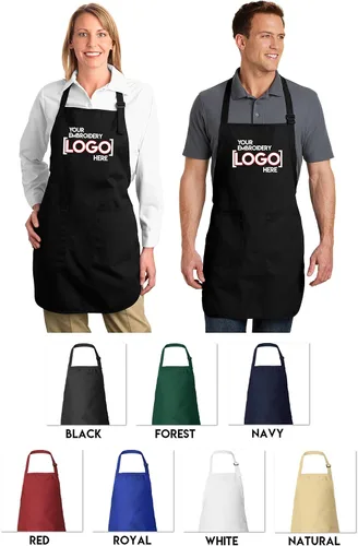 Miniatura 2 de Delantales con logotipo personalizado para mujeres y hombres, paquete de 5 o 10 – Añade tu diseño bordado, delantal personalizado de longitud
