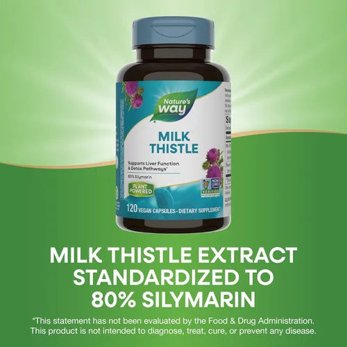 Miniatura 5 de Nature's Way Cardo mariano, apoya la función hepática y las vías de desintoxicación*, 175 mg de extracto de semilla de cardo mariano estandarizado