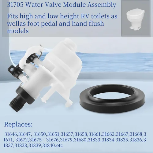 Miniatura 5 de 31705 Válvula de inodoro RV Kit de repuesto de válvula de agua para inodoro Thetford RV 31705, se adapta a todos los modelos Aqua Magic V alto/bajo