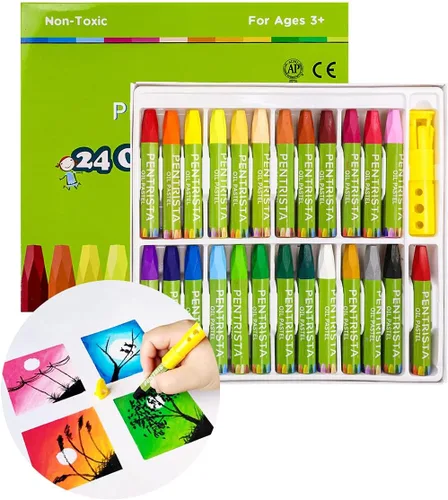 Miniatura 10 de Pasteles al óleo, 12 colores surtidos, juego de pasteles al óleo para actividades en interiores en casa, crayones suaves al óleo para niños