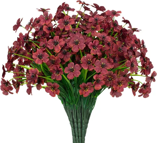 Miniatura 13 de 15 paquetes de flores artificiales resistentes a los rayos UV para exteriores, plantas sin decoloración, arbustos de plástico sintético, flores
