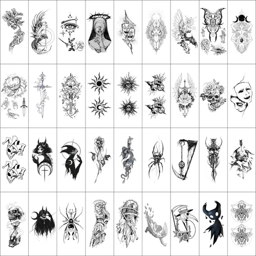 Miniatura 3 de GLARYYEARS Tatuaje temporal para hombres, paquete de 48 12 tatuajes falsos grandes, 36 pequeños tatuajes falsos, calcomanías realistas de larga
