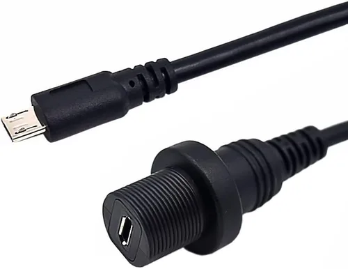 Miniatura 2 de Cable micro USB de 5 pines de montaje empotrado, cable de extensión micro USB macho a hembra para montaje en panel de instrumentos para automóvil