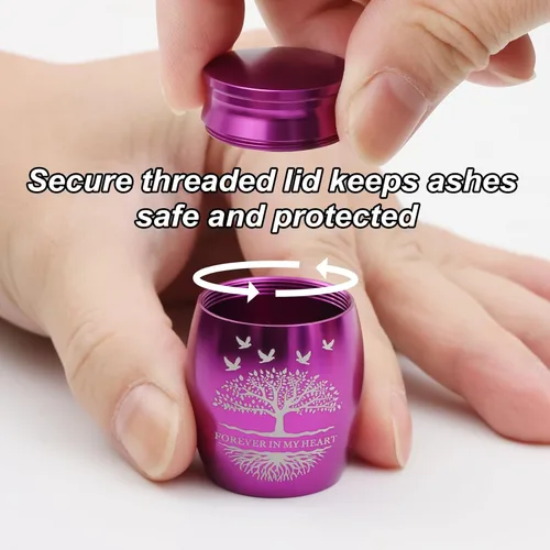 Miniatura 5 de Urnas pequeñas para cenizas humanas, urnas de cremación, juego de 8, medallón para cenizas de cremación para mujeres y hombres, morado