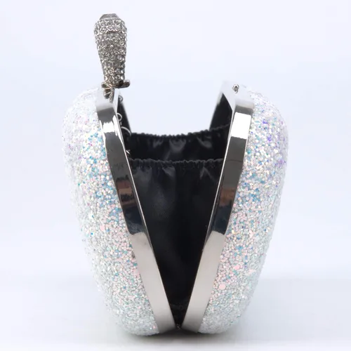 Miniatura 5 de Bolsos de noche con purpurina y embragues para mujer, baile, boda, fiesta con dos cadenas