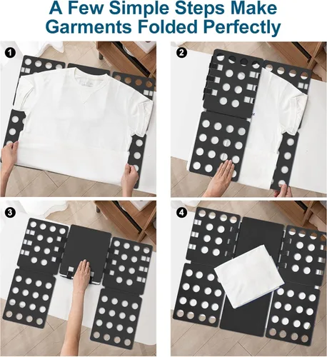 Miniatura 4 de Sealegend V1 - Tabla plegable para ropa para adultos, carpeta de camisas de plástico duradero, carpetas de lavandería rápida, color negro