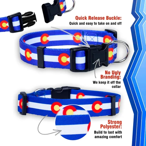Miniatura 4 de Native Pup Collar de perro con bandera de Colorado (azul Colorado, S)