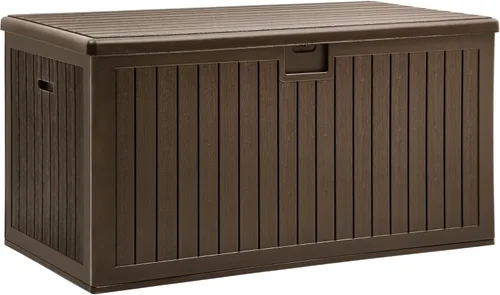 Miniatura 13 de YITAHOME Caja de cubierta de 32 galones, almacenamiento de resina con tapa con cerradura y asas laterales, contenedor pequeño