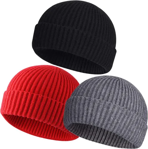 Miniatura 9 de vidsel Gorro Corto de Pescador para Hombres y Mujeres, Gorro de Lana Tejida con Puño Estilo Moderno de Arrastrero, Gorros Cálidos de Invierno