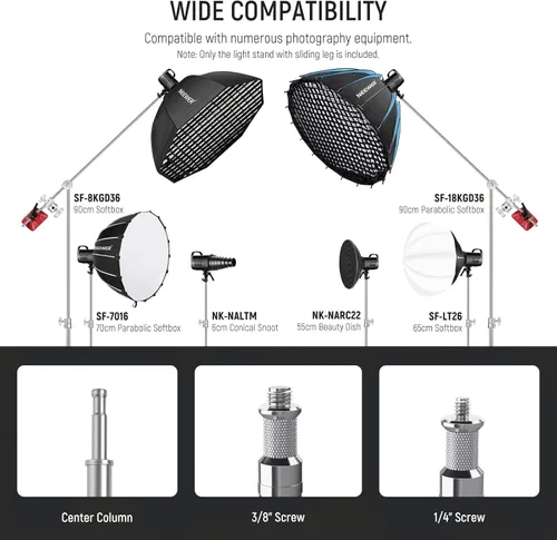 Miniatura 3 de NEEWER Soporte en C con brazo articulado Pro 100% de acero inoxidable, altura máxima de 330 cm/10.8 pies con amortiguación de aire, soporte de luz