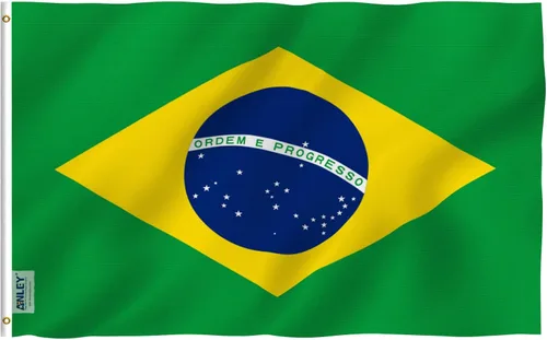 Miniatura 7 de Anley Paquete de 2 banderas de Brasil Fly Breeze de 3 x 5 pies, color vivo y a prueba de decoloración, cabecera de lona y doble costura, banderas