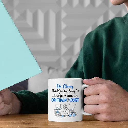 Miniatura 6 de Taza de café personalizada para oftalmólogo con texto en inglés "Thank You For Being An Awesome Oftalmologist", taza de café personalizada