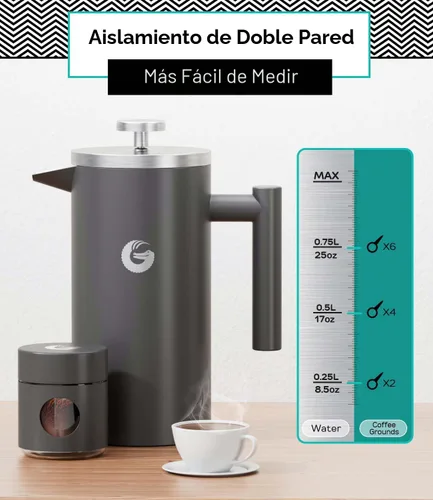 Miniatura 9 de Coffee Gator cafetera a presión SS, Gris plomizo