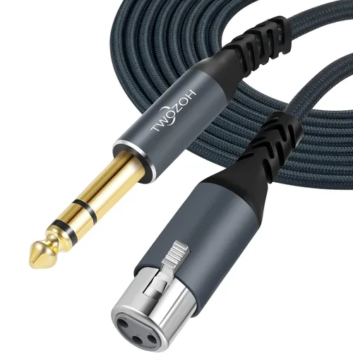 Miniatura 8 de Twozoh Cable XLR macho a 1/4 TRS de audio estéreo de 30 pies, conector trenzado de 0.250 in a XLR macho 3 pines cable de guitarra (profesional/HiFi)