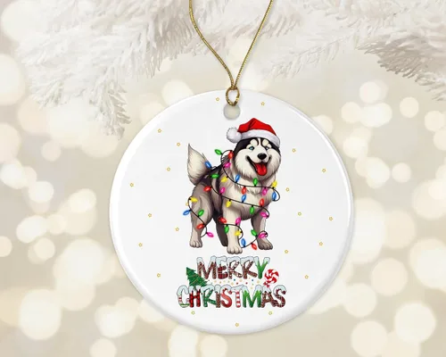 Adorno de husky siberiano, adorno de Feliz Navidad, regalo de adopción de perro, adorno de primera Navidad, adornos conmemorativos para perros,