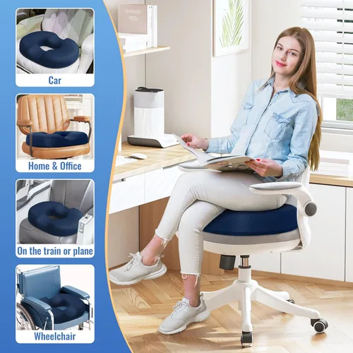 Miniatura 6 de Cojín de asiento en forma de dona CloudBliss para alivio del dolor de coxis y hemorroides, cojín de silla de espuma viscoelástica para después