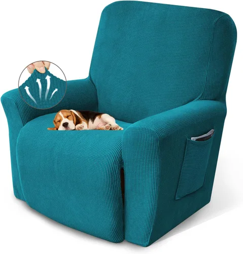 Miniatura 16 de KEKUOU Fundas para sillas reclinables, fundas elásticas para sofá reclinable de niño perezoso, 1 pieza, protector de muebles con parte inferior Azul