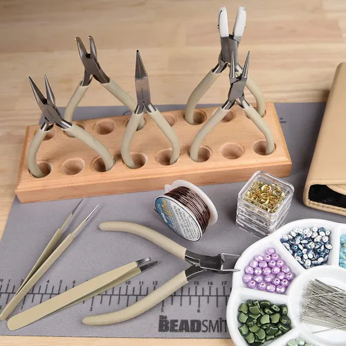 Miniatura 6 de The Beadsmith Alicates de color de moda – Juego de 8 herramientas delgadas a juego de color – Embrague a juego en beige – Kit de suministro de Beige