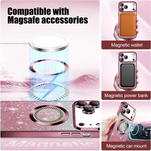 Miniatura 98 de Misscase Funda magnética con purpurina para iPhone 11 compatible con MagSafe, protección completa, delgada, a prueba de golpes, antiarañazos