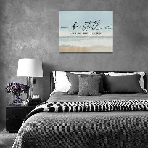 Miniatura 6 de Arte de pared cristiano grande con texto en inglés «Be Still and Know That I Am Gods» («Be Still and Know That I Am Gods») para decoración de pared