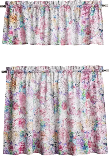 Miniatura 65 de Maison d' Hermine Juego de cortinas de cocina para ventanas, juego de cortinas de cocina 100% algodón, cenefas para el hogar [2 niveles