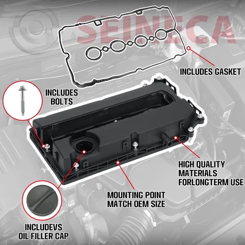 Miniatura 2 de SEINECA 55564395 Cubierta de válvula de motor con pernos de junta y tapa de aceite, compatible con Chevy Cruze 2011-2015, Sonic 2012-2018