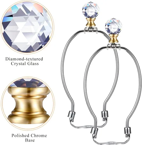 Miniatura 2 de Mudder 2 piezas de remates de lámpara de cristal, pantalla decorativa, tapa de rosca, perilla superior transparente con base de cromo pulido de Base