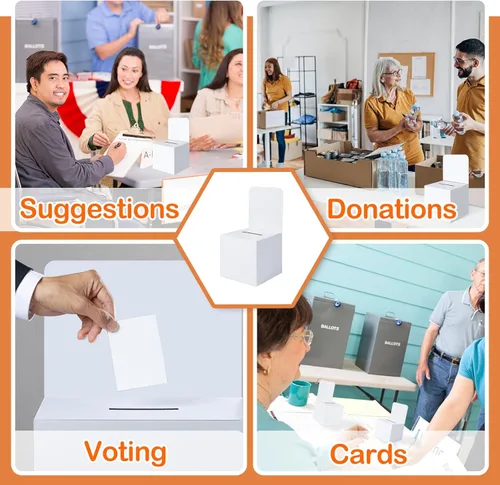 Miniatura 5 de VOISEN 3 piezas de cajas de boletas, cajas de sugerencias, caja de donaciones para recaudación de fondos, caja de cartón para rifa con ranura