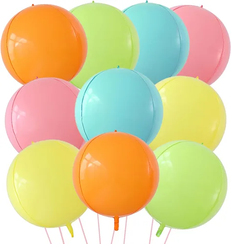 Miniatura 36 de KALOR Globos de papel de aluminio de 22 pulgadas de feliz año nuevo, 10 piezas, globos grandes 4D gigantes redondos de papel de aluminio metálico