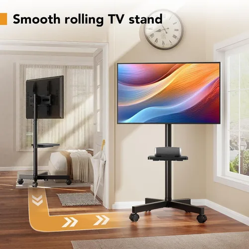 Miniatura 4 de Hemudu - Soporte de TV móvil para televisores de pantalla plana LCD LED de 23 a 60 pulgadas, carrito de TV con capacidad de hasta 77 libras, soporte