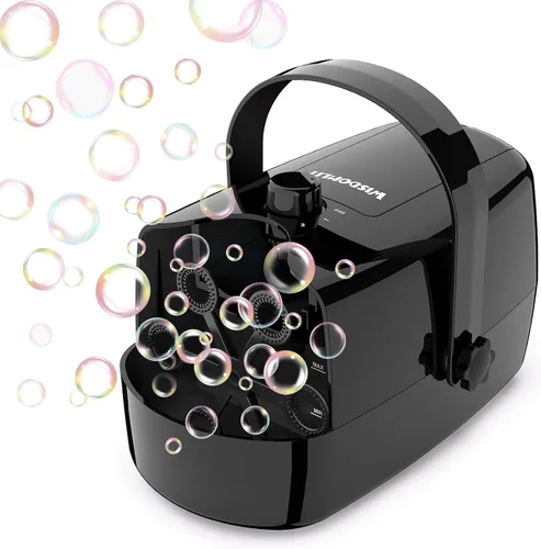 Wisdomlit Máquina de burbujas, máquina de burbujas 3 en 1, soplador de burbujas con 3 ruedas de burbujas, hace pequeña | mediana | burbujas grandes