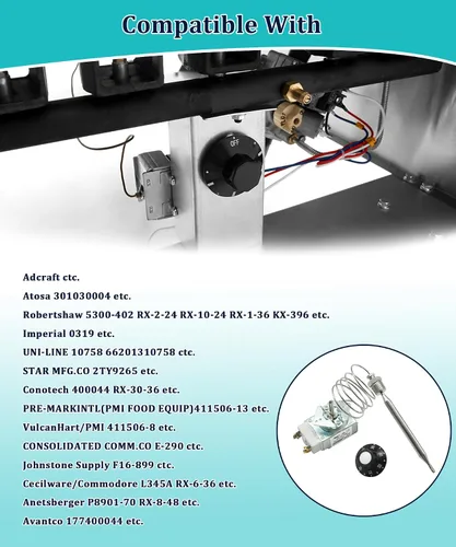 Miniatura 3 de Termostato RX-2-24 para freidora (con perilla), caja de rosca macho de 3/8 pulgadas, repuesto para Robertshaw 5300-402, termostato RX-10-24