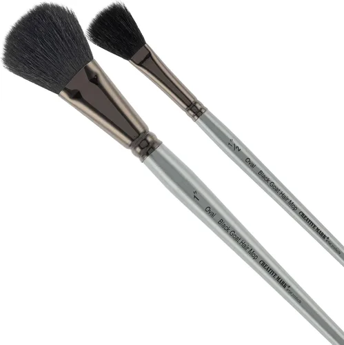 Miniatura 28 de Creative Mark Cepillo para mopa de pelo de cabra – Juego de 2, pelo de cabra natural ovalado de 1/2 pulgada para acuarela, aceite, acrílico y mezcla